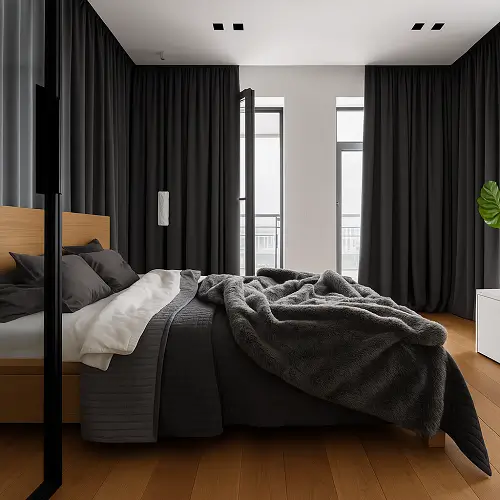 Blackout curtain in bedroom