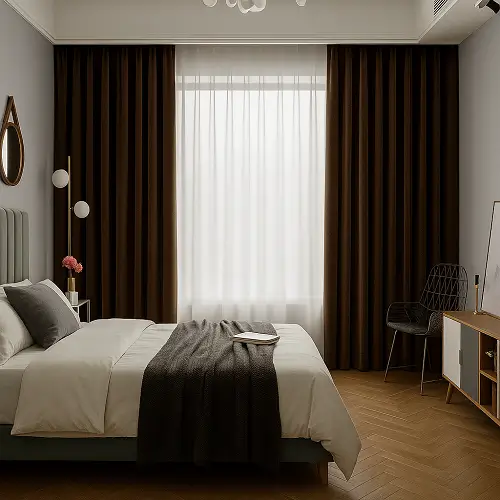 Velvet Curtains in bedroom